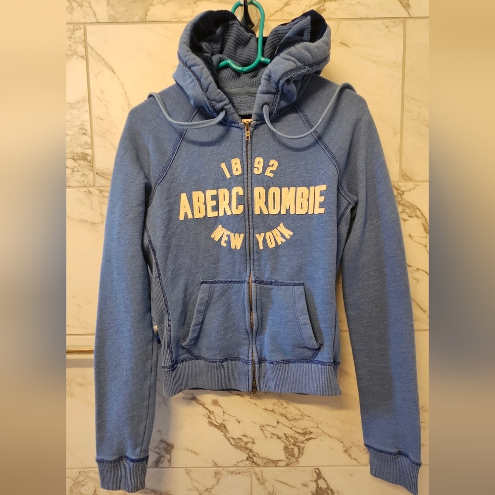 Abercrombie & Fitch Junior Girl Blue Hoodie Zipped Sweatshirt Jacket